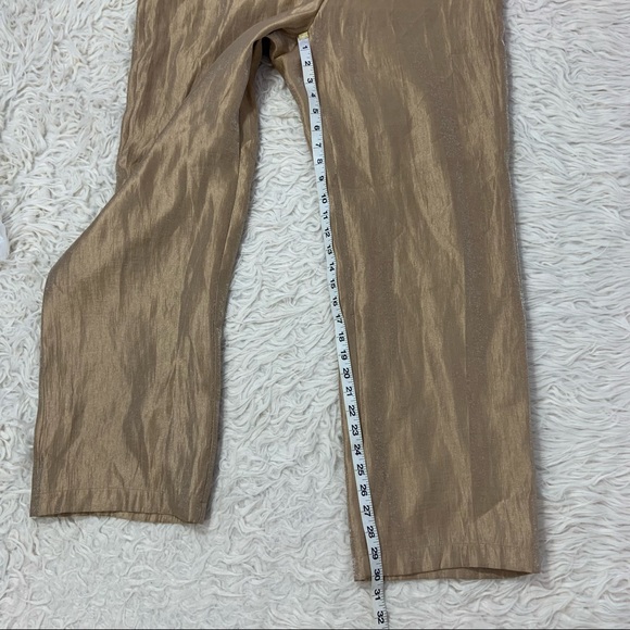 New! Chico’s Travelers Welt Pocket Pant Gold Shimmer Relaxed Straight Leg 2.5R - Picture 10 of 12